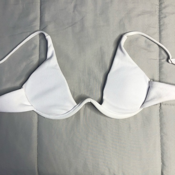 Ribbed White Bikini Top - Picture 1 of 3